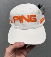 Ping G25 Hat Mens Adjustable Strap Back White Orange Baseball Golf I25 Cap NWT