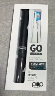 NEW POP Sonic Go Series Electronic Toothbrush BLACK Super Soft w/Timer
