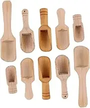 Cabilock 10Pcs Wooden Seasoning Spoons Kitchen Gadgets for Salt Condiments Powder and More Smooth Surface Wood Various Styles for Practical Use