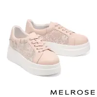 在飛比找momo購物網優惠-【MELROSE】美樂斯 浪漫水鑽蝴蝶蕾絲牛皮厚底休閒鞋(粉