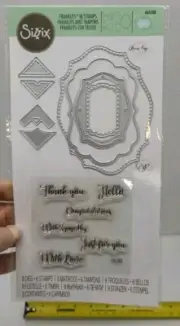 Sizzix Framelits with Stamps 665388- sentiments- 9 dies, 6 stamps- Olivia Rose