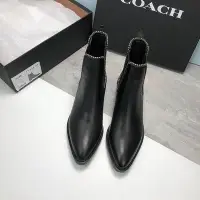 在飛比找Yahoo!奇摩拍賣優惠-k2精品鞋店~新款熱銷 COACH 新款松緊帶套腳4厘馬蹄跟