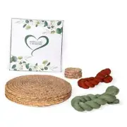 14 Pieces Round Woven Placemat Set - Set of 6 Placemats & 6 Coasters & 2 Table
