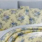 NEW! ~ COZY CHIC COUNTRY YELLOW PURPLE LAVENDER LILAC BLUE GREEN LEAF QUILT SET