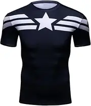 [Red Plume] Men's Film Super-Hero Series Compression Sports Shirt Running Short Sleeve Tee