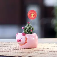 在飛比找PChome24h購物優惠-【迎光】粉紅豬陶瓷植栽