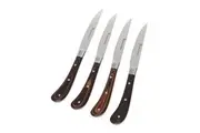 4 Piece Set Knife Pistol Grip Woodlands Dark Brown Steak Knives