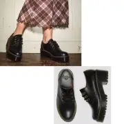 Dr. MARTENS Leona Lo Size 11 Vintage Smooth Leather Lug Sole Heeled Shoe, Black