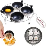 Egg Poacher Egg Rack| Fits many sized Pans Skillets and Pressure Cookers| Poached Egg Maker features Stainless Steel Individual Egg Poaching Cups with PFOA Free Antistick Coating| Measures 7.25 inches