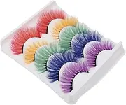 Healeved 5Pairs Colored Eyelashe,Halloween Colorful Eyelashes,Decorative Dense 3D Eyelashes,Performance False Eyelashes Beauty Tools for Halloween Cosplay Long Dramatic Party