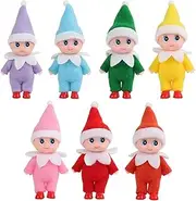 JHBEMAXS Mini Elf Baby Twins Kindness Elves Set Kid Craft Babies Doll Holiday Decoration Accessories Tiny Gift Dolls for Girls Boys Kids Adults (Pack of 7 Pieces)