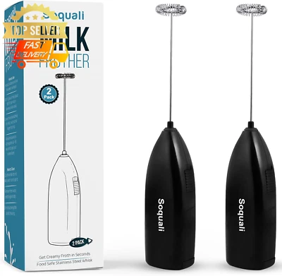 Electric Milk Frother Foam Maker Handheld Whisk Battery Operated 2 Pack Coffee