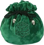 KSNDie Large Dice Bags D&D with Pockets Green Storage Bag D20 Logo for DND RPG MTG Game Dices - Capacity 200+ Dice