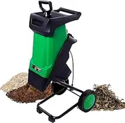 2400W Garden Rolling Shredder, Electric Wood Chipper with 50L Collection Bag, 4500 RPM/Minute Dual Edge Blades Cutting, Leaf Mulcher for Lawn/Garden,chippers+30m Power Line