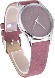 [WOFASHPURET] Fashion Quartz Wristwatch for Women Elegant Thin Strap Leather Band Watch Red present for Any Occasion Minimalist Leisure