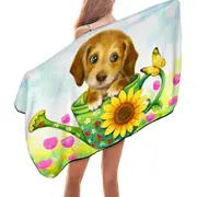 Kids Animal Dogs Art Cute Dachshund in Garden Microfiber Beach Towel