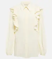 [Chloe] Chloé Ruffle-trimmed silk blouse AU 10 white
