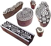 Royal Kraft Original Pattern Border and Paisley Wooden Blocks for Printing (Set of 6)