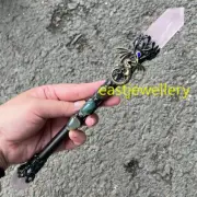 9.8" Natural Rose quartz Quartz Magic stick Crystal Obelisk Reiki Healing 1PC