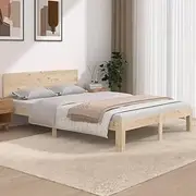 Bed Frame Without Mattress 135 x 190 cm - Solid Pine Wood with Classic Headboard, Sturdy Slats, and Modern Design - Ideal for AU Double Size Mattress, Bedroom Furniture