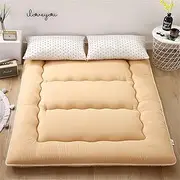 Japanese Style Thick Tatami Mattress Traditional Japanese Futon Mattress Foldable Roll Up Quilting Floor Mattress Sleeping Mattress Four Seasons Available Mattress,Beige,120x200cm