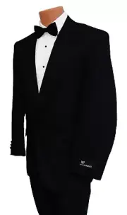 44L Black Vittorio Vasari Tuxedo Jacket w/ Matching 37 Waist Pants Prom Tux Suit