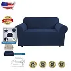 Machine Washable Navy Stretch Sofa Cover - Protective Cover for Loveseat
