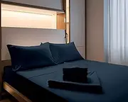 Cotitngton Lane Navy Blue Sheets for Murphy Bed Mattress, 4 Piece Premium 1800 Ultra Soft Brushed Microfiber Twin Size Wall Bed Linen Sheet Set with 6-10" Deep Pocket with Elastic All Around