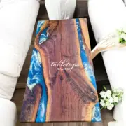 30"x60" Ocean Wave Dining Table Beach-Inspired Live Edge Design for Hotel Decors