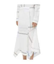 Bottega Veneta Patchwork Detailed Midi Skirt IT40 White