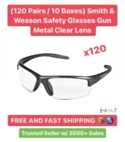 120 Pairs / 10 Boxes - Safety Glasses Gun Metal Smith & Wesson Clear Lens