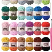 Complete Chenille Velvet Yarn Set – 1574 Yards in 24 Colorways with Crochet Hook