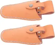 HAPINARY 2Pcs Durable Leather Hairdressing Scissors Bag Portable Pruning Shear Tool Holder with Button Fastener for Gardeners and Stylists Convenient Belt Attachment