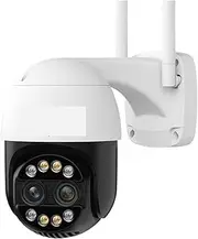 4K 8MP Dual Lens PTZ WiFi IP Camera 8X Zoom Outdoor HD Full Color Night Vision Human Detection Video Surveillance Cameras(4MP Camera No Card)