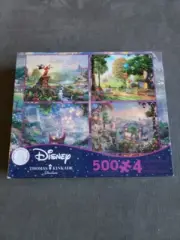DISNEY THOMAS KINKADE 500 X 4 JIGSAW PUZZLES: FANTASIA, TANGLED, POOH, LADY TRMP