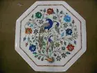 12 Inches White Marble Coffee Table Top Nature Art Bed Side Table for Hotel