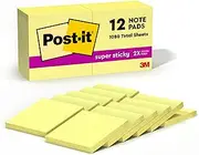 Post-it Super Sticky Notes Canary Yellow 76x76mm 654-12SSCY (Pack of 12)