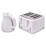 Westinghouse 1.7L Kettle & 4 Slice Toaster Pack (White/Silver Wave Pattern)