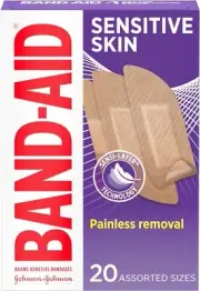 Band-Aid Brand Adhesive Bandages for Sensitive Skin Hypoallergenic First Aid ...