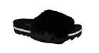 ROAM NIB $165 Black Mink Cloud Stack Faux Fur Espadrille Slide Sandal 6