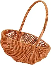 JECOMPRIS Handwoven Watermelon Shaped Basket Vintage Rustic Picnic Basket for Outdoor Snacks and Gardening Decorative Storage for Home Decor