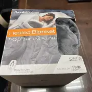 Brookstone N-A-P Cozy Plush Heated Blanket (Twin) (Light Gray)