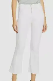 $195 7 For All Mankind Women White Linen High-Rise Flare Denim Jeans Pants SZ 27