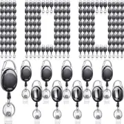 100 Pack Retractable Badge Reels Bulk Heavy Duty Badge Reel Holders with Cara...