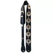 HEAVY LEATHER NYC Black Gold Guitar Strap Motorhead Concho Rock Lemmy Kilmister