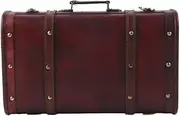 Mellisso Portable Vintage Wooden Decorative Suitcase Antique Wooden Case Photography Props Craft Decoration Wood Box Ornament