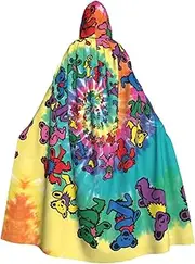 Dancing Thanksgiving Bear Print Hooded Grace Cloak For Women Men Halloween Cosplay Carnival Parties Themed Events, Black
