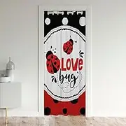 Cute Ladybug Door Curtain Kawaii Wild Animals Blackout Curtain for Girls Boys Children Cartoon Ladybugs Doorway Curtain Polka Dot Geometric Privacy Door Drape 1 Panel 34" W X 80" L