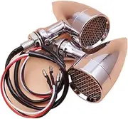 Motorcycle Indicators Flowing Turn Signal Lights Motorcycle 12V Amber Mesh Lens LED Turn Signal Brake Light 10mm Aluminum Housing For Chopper Bo&bb&E&R Cafe Racer(Silver)