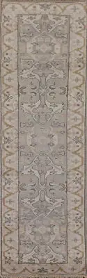 Luxurious Handcrafted Oushak Indian 10 ft. Runner Rug Thick Plush 3x10